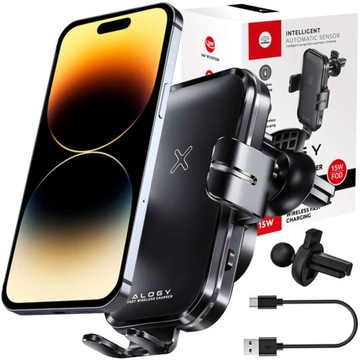 UCHWYT SAMOCHODOWY ŁADOWARKA QI DO IPHONE 12 13 14