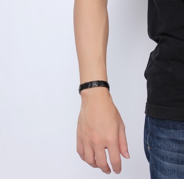 МУЖСКОЙ МАГНИТНЫЙ БРАСЛЕТ ЗДОРОВЬЯ, ЧЕРНАЯ СТАЛЬ