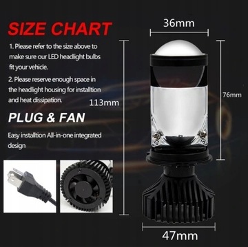 Объектив проектора Bi-LED 3.0 H1 H4 H7, комплект 27