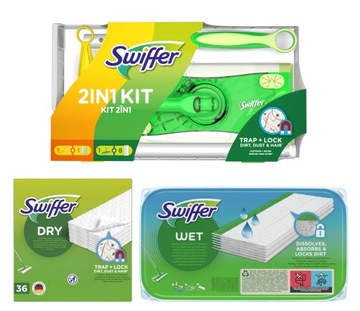SWIFFER MOP+MIOTEŁKA+ŚCIERECZKI 44/SUCHE 20/MOKRE