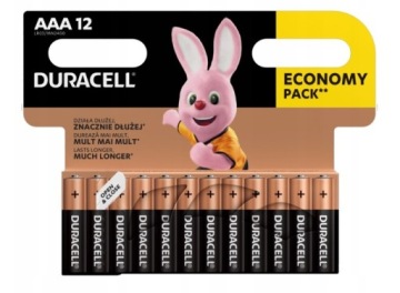 12x DURACELL bateria alkaliczna AAA R3 1,5V