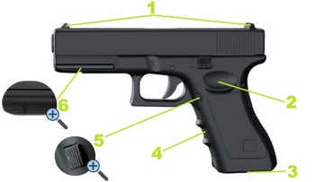 PISTOLET METALOWY NA KULKI CZARNY REPLIKA ASG +GRANAT KULEK 800szt + tarcze