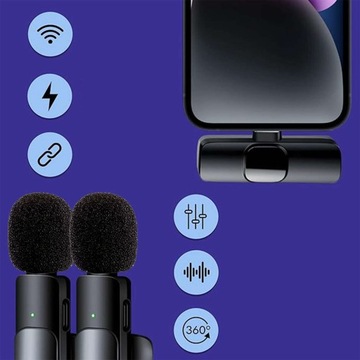 НАБОР БЕСПРОВОДНЫХ МИКРОФОНОВ ИЗ 2 МИКРОФОНОВ ТИПА C ДЛЯ IPHONE 15/PRO