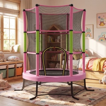 SONGMICS Батут для дітей з сіткою 174 x 174 x 189 см рожева