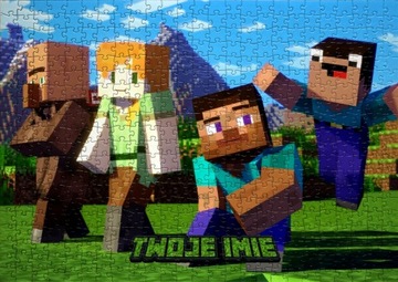 PUZZLE MINECRAFT + IMIĘ DZIECKA GRATIS A4 - 96el