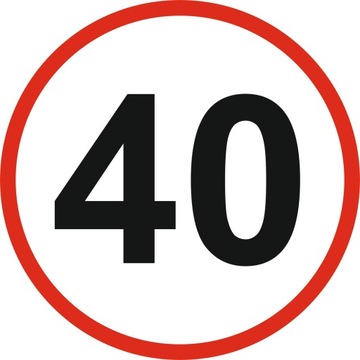 OGRANICZENIE PRĘDKOŚCI Naklejka 40 km/h znak 12 cm