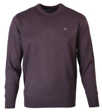 SWETER męski klasyczny gładki ŚLIWKOWY M