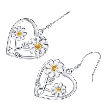 KOLCZYKI SERCE STOREK BIŻUTERIA KWIATOWA