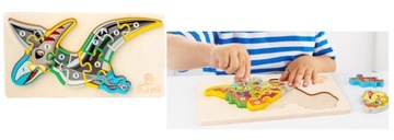 KLOCKI PUZZLE DREWNIANE UKŁADANKA DINOZAUR