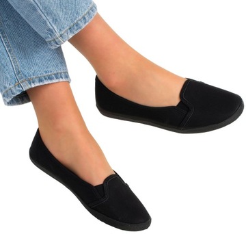 8022 CZARNE TENISÓWKI WSUWANE LYCRA SLIP ON TRAMPKI 39