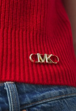 Michael Kors Crimson Czerwony Sweterek Bez Rękawów z Golfem S