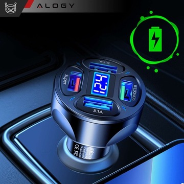 Быстрое автомобильное зарядное устройство 4xUSB 7А (3xQC) Супермощное 66Вт для вашего телефона