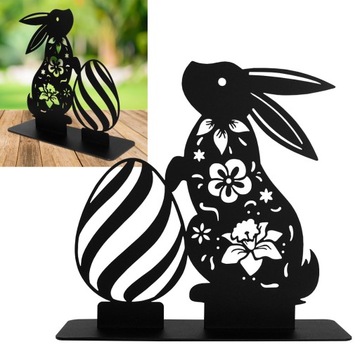 ZAJĄC ZAJĄCZEK WIELKANOCNY OZDOBA LOFT METAL BLACK