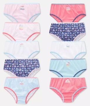PRIMARK Majtki Figi Komlet Majtek 10szt 92cm 1,5-2L Chmurka Tęcza 10pak Róż