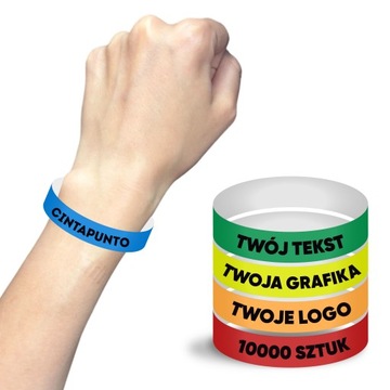 OPASKI NA RĘKĘ TYVEK IMPREZA DYSKOTEKA EVENT 10 000 SZT. Z NADRUKIEM 19MM