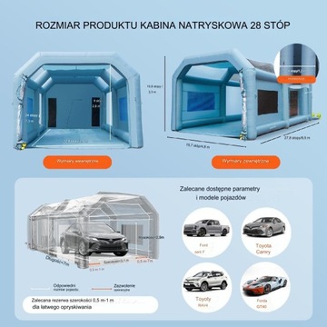 Надувная малярная палатка-кабина 8,5 х 4,8 х 3,3 м + воздуходувка