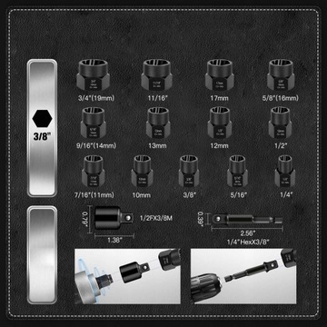 НАСАДКИ ДЛЯ ПОВРЕЖДЕННЫХ ОБРАБОТАННЫХ БОЛТОВ И ГАЙОК