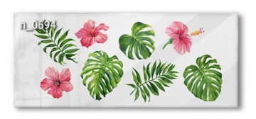 Panel szklany hartowany 120X50 KWIATY LIŚCIE do kuchni