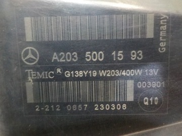 MERCEDES C W203 FACELIFT 1.8 K 06R VENTILÁTOR CHLADIČŮ 2035400688 A2035001593
