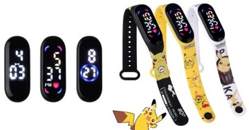 ЧАСЫ Pokemon PIKACHU ДЛЯ ДЕТЕЙ, цифровые светодиодные часы SMARTBAND BAND
