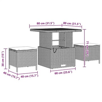 Modułowa Sofa Ogrodowa dla Czterech Osób, Czarno-Kremowa, 70 cm Głębokość S