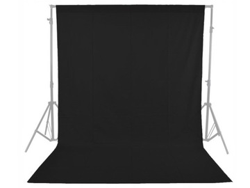 Tło materiałowe 3x3 m czarne bawełna z tunelem