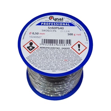 0.50mm 0.50kg Sn60Pb40 cyna z topnikiem Cynel
