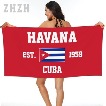 Подробнее Дизайнерское банное полотенце с эмблемой флага Кубы Быстросохнущее