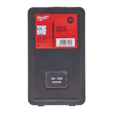 СВЕРЛА ПО МЕТАЛЛУ HSS-R НАБОР СВЕРЛ 25 шт. 1-13 мм