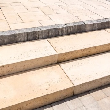 BLOK SCHODOWY STOPIEŃ TRAWERTYN BRUK-BET 100x40x15 cm biały szary krem