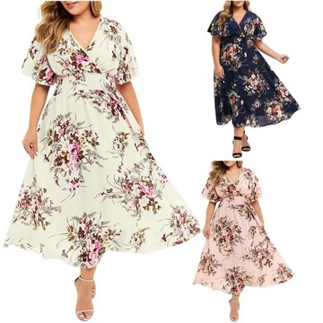 2023 Plus Size 3XL 4XL 5XL Women Dress Floral Chif