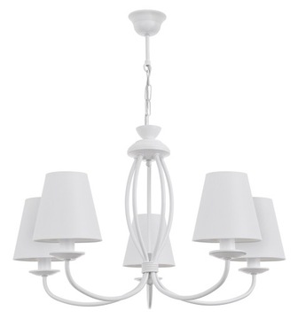 Biały żyrandol lampa do pokoju 5-ramienna OLIVER biała lampa sufitowa