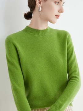 Autumn Winter Solid Mock-neck Pullover Sweater For