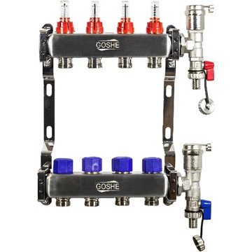 ROZDZIELACZ DO PODŁOGÓWKI OGRZEWANIA PODŁOGOWEGO 4 SEKCJE OBWODY STAL INOX
