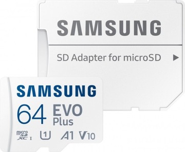Samsung EVO PLUS microSDXC 64 ГБ UHS-I U1 [запись 20 МБ/с, чтение 130 МБ/с]