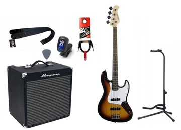 GITARA BASOWA + WZMACNIACZ 30W KABEL ZESTAW