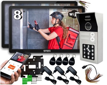 WIDEODOMOFON 2-ŻYŁOWY DWURODZINNY 5TECH STACJA 84225-2 2 MONITORY 8'' IPS