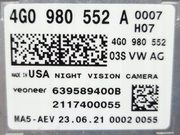 Камера ночного видения Audi VW Porsche 4G0980552A