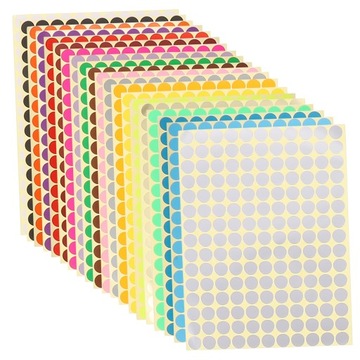20 Sheets of Colored Dot Stickers Round Color