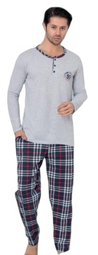 PIŻAMA MĘSKA BAWEŁNA DŁ RĘKAW SPORTOWA M L XL 2XL