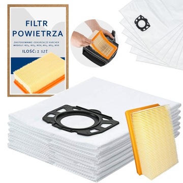 WORKI 6 szt. + FILTR DO KARCHER PREMIUM MV5 MV6 WD4 WD5 WD6 420x515