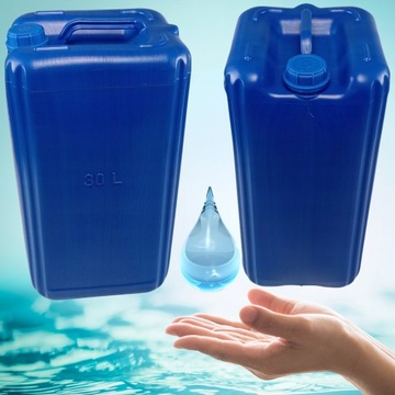 Pojemnik na Wodę Uchwyt 30L Bańka Zbiornik Niebieski Kanister Plastikowy