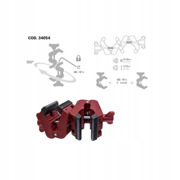 КРЕПЛЕНИЕ PIHER ДВОЙНОЙ ФИКСИРОВАННЫЙ ЗАЖИМ ДЛЯ МНОГООПОРНЫХ ОПОР 1,8-4,8 СМ P34054