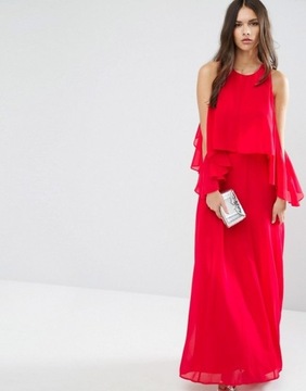 ASOS — красное платье макси с открытыми плечами — 40