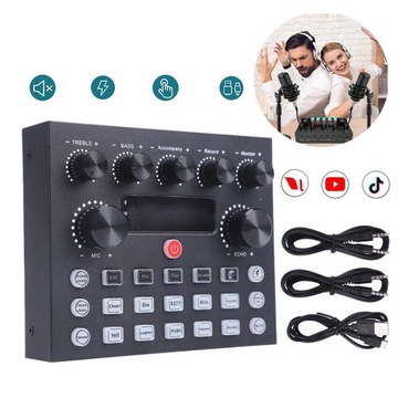 WIELOFUNKCYJNY MIKSER AUDIO KARTA DŹWIĘKOWA NA ŻYWO BLUETOOTH 5.0 DWA DSP