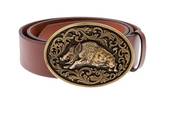 Pasek skórzany BÓR HUNTER ELEGANCE - Wild Boar Gold -90
