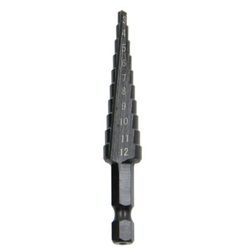 Wiertło stożkowe stopniowe choinkowe 3-12 mm HSS HEX 1/4