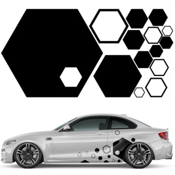 Nalepka Grafika na auto Motiv Hexageny Na Promáčknutí Medová Plástev 14 ks