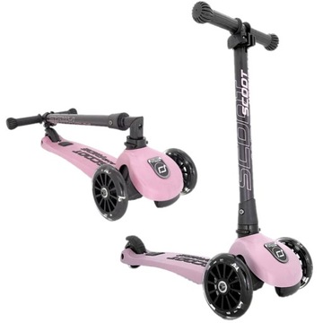SCOOTANDRIDE Rose Róż HULAJNOGA Składana Highwaykick 3 Trójkołowa z LED 3L+