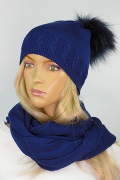 KOMPLET CZAPKA + KOMIN pompon # # 17